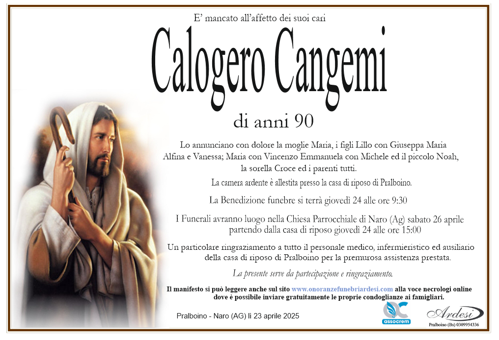 CALOGERO CANGEMI - PRALBOINO - NARO (AG)