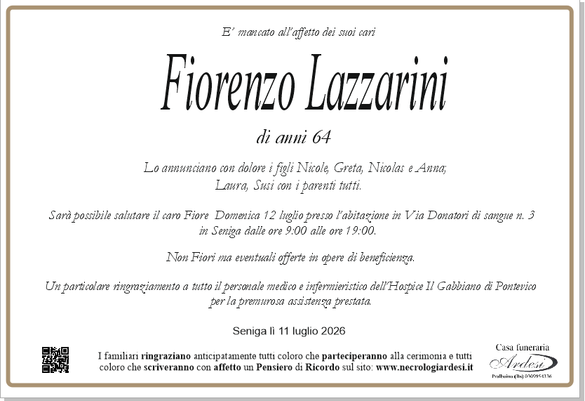 FIORENZO LAZZARINI - SENIGA
