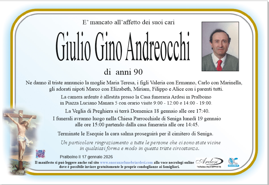 GIULIO GINO ANDREOCCHI - SENIGA - PRALBOINO