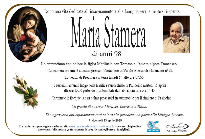 MARIA STAMERA - PRALBOINO