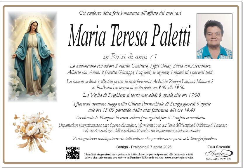 MARIA TERESA PALETTI - SENIGA - PRALBOINO