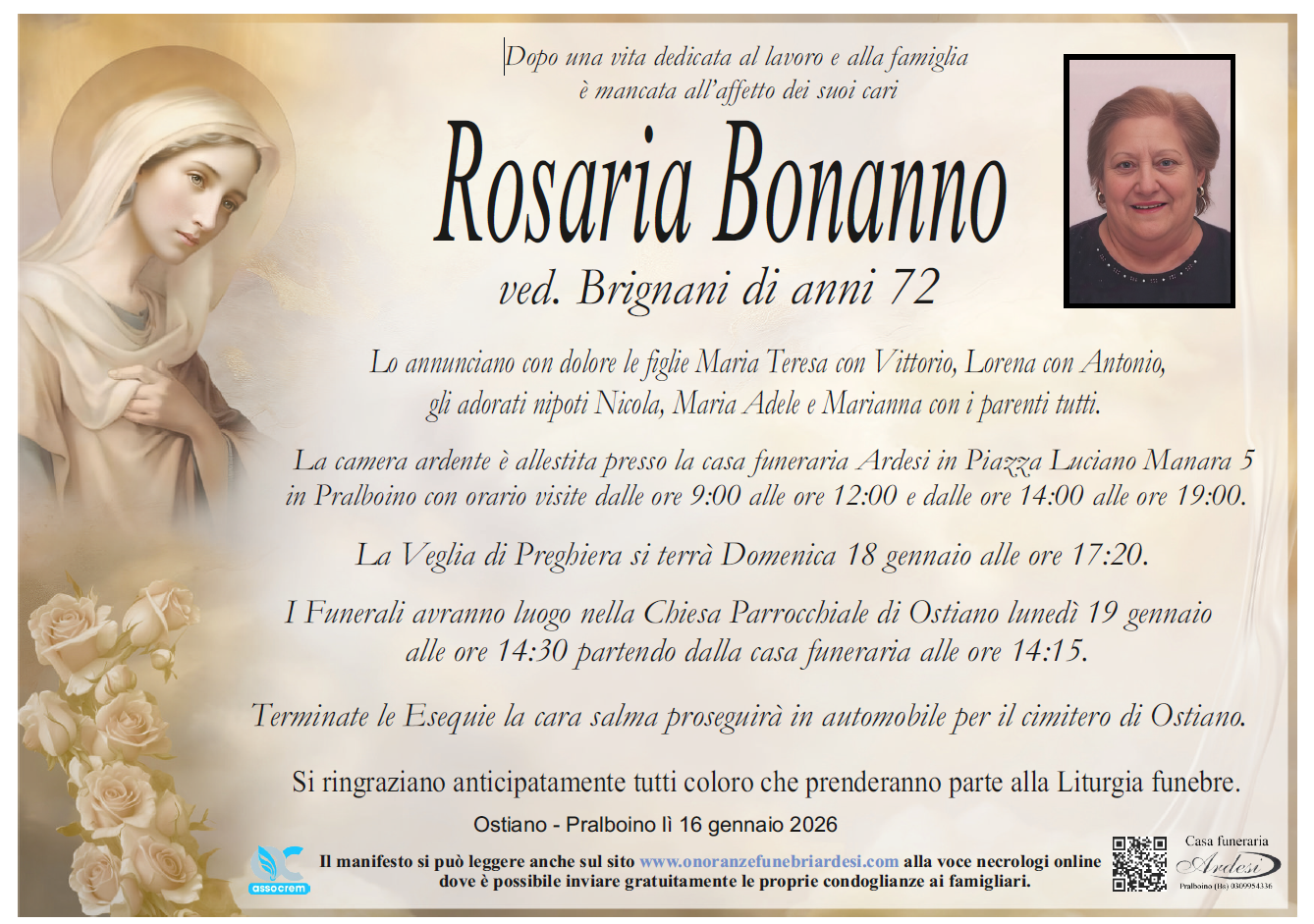 ROSARIA  BONANNO OSTIANO - PRALBOINO