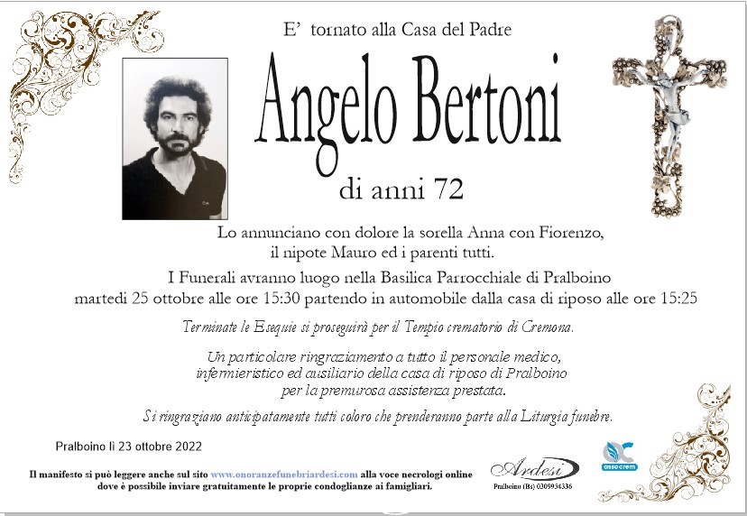 ANGELO BERTONI - PRALBOINO BAGNOLO MELLA