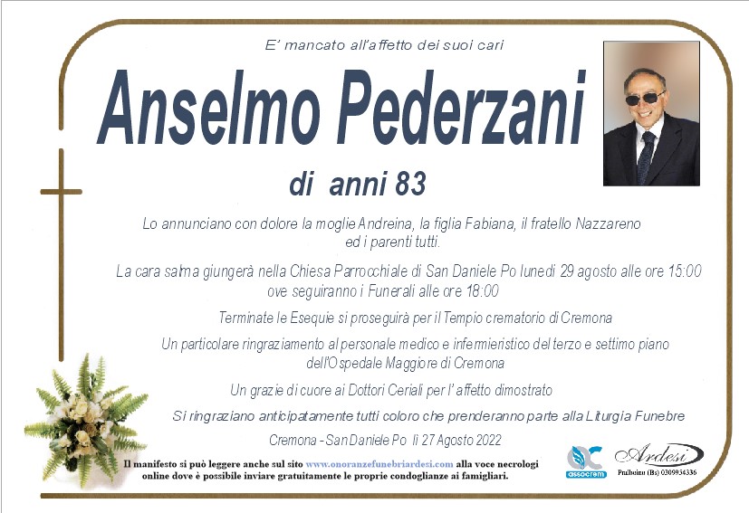 ANSELMO PEDERZANI - CREMONA- SAN DANIELE PO