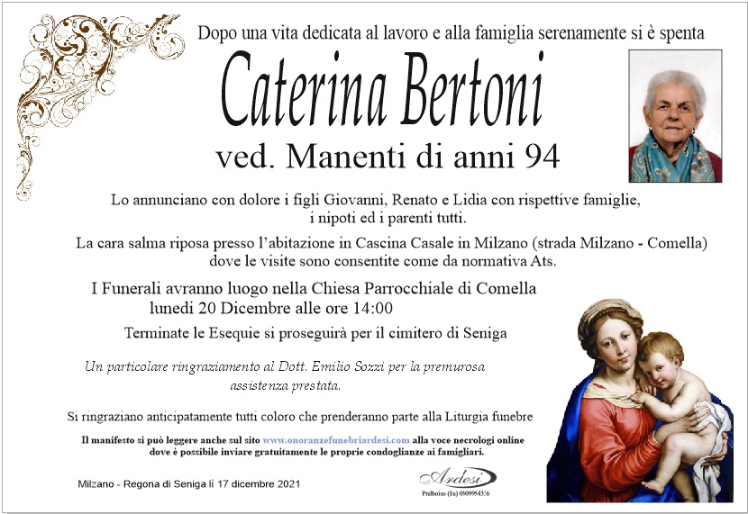 CATERINA BERTONI - MILZANO- REGONA DI SENIGA