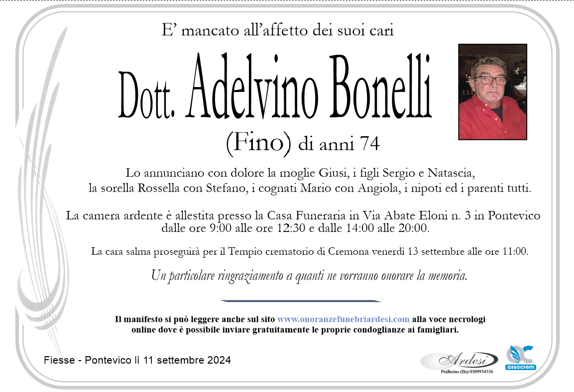 Dott. Adelvino Bonelli (Fino) Fiesse - Pontevico