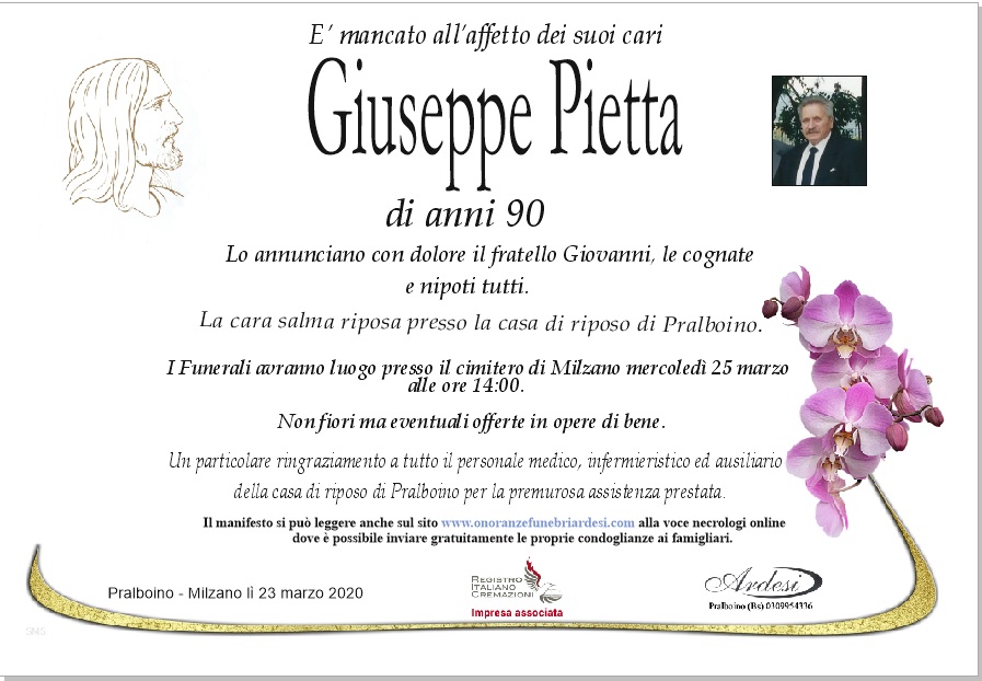 GIUSEPPE PIETTA - PRALBOINO MILZANO