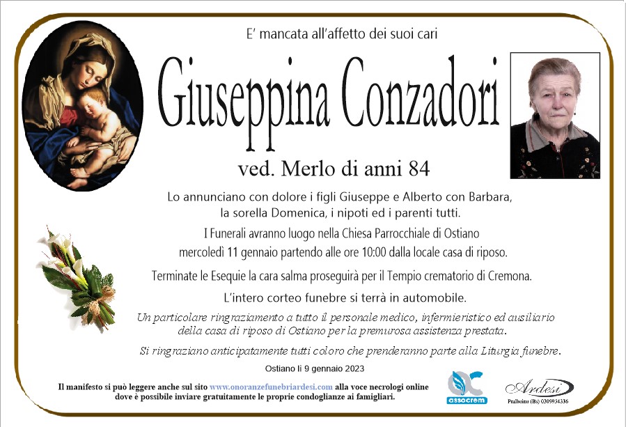 GIUSEPPINA CONZADORI - OSTIANO