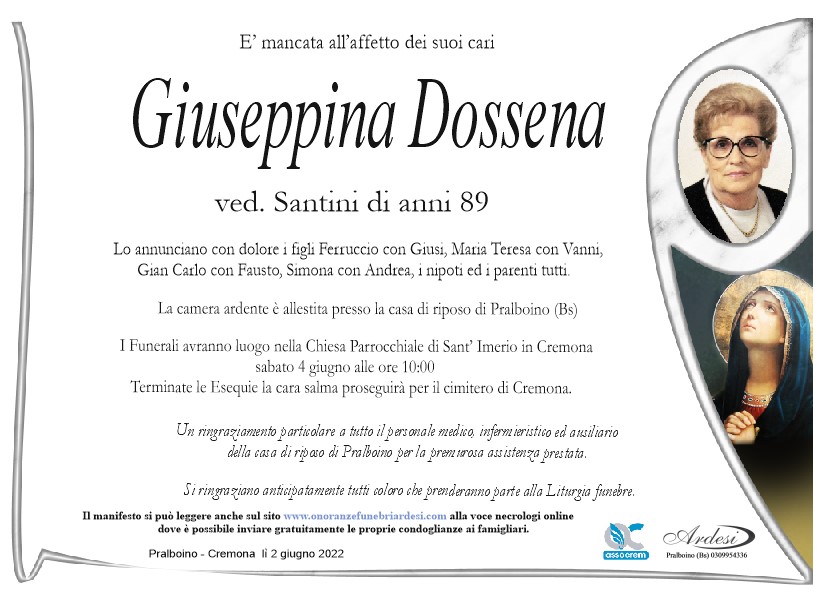 GIUSEPPINA DOSSENA PRALBOINO - CREMONA