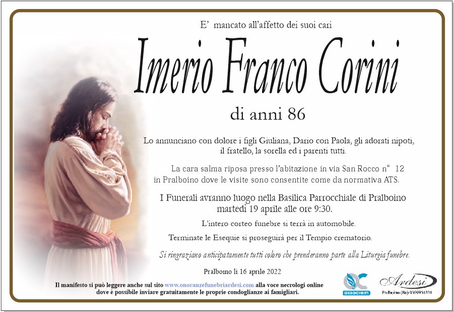 IMERIO FRANCO CORINI - PRALBOINO