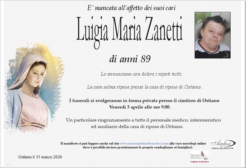 LUIGIA MARIA ZANETTI - OSTIANO