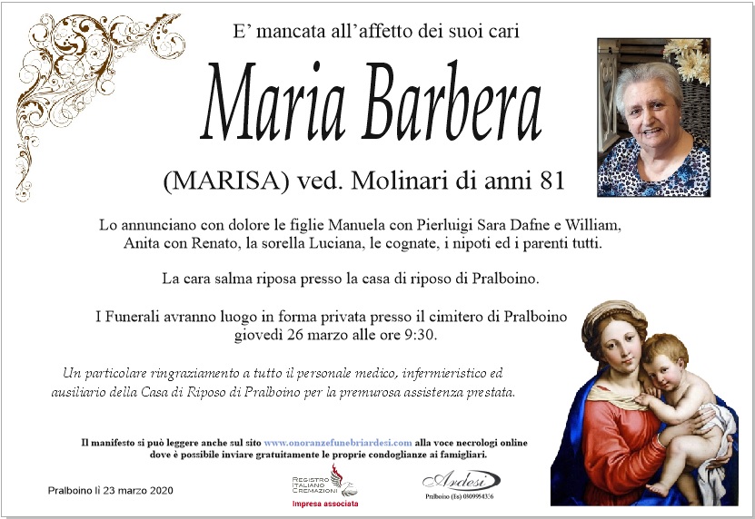 MARIA BARBERA (MARISA) - PRALBOINO