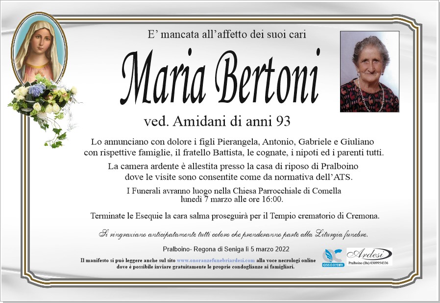 MARIA BERTONI - PRALBOINO SENIGA