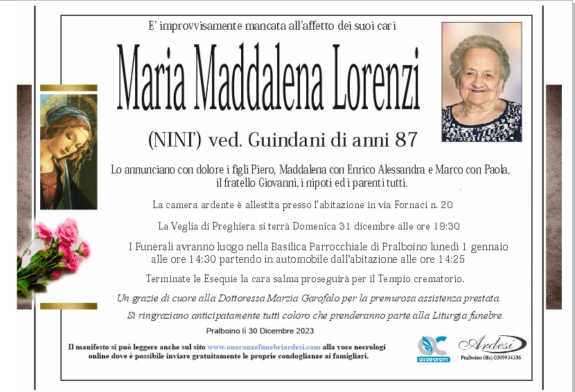 MARIA MADDALENA LORENZI - PRALBOINO