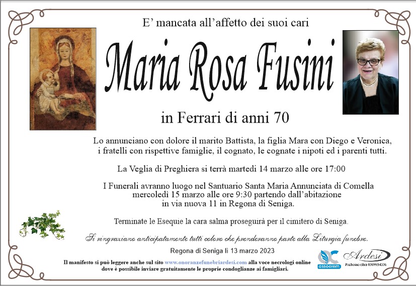 MARIA ROSA FUSINI - REGONA DI SENIGA