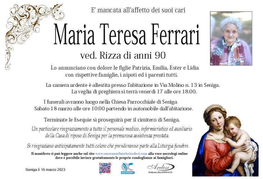 MARIA TERESA FERRARI - SENIGA