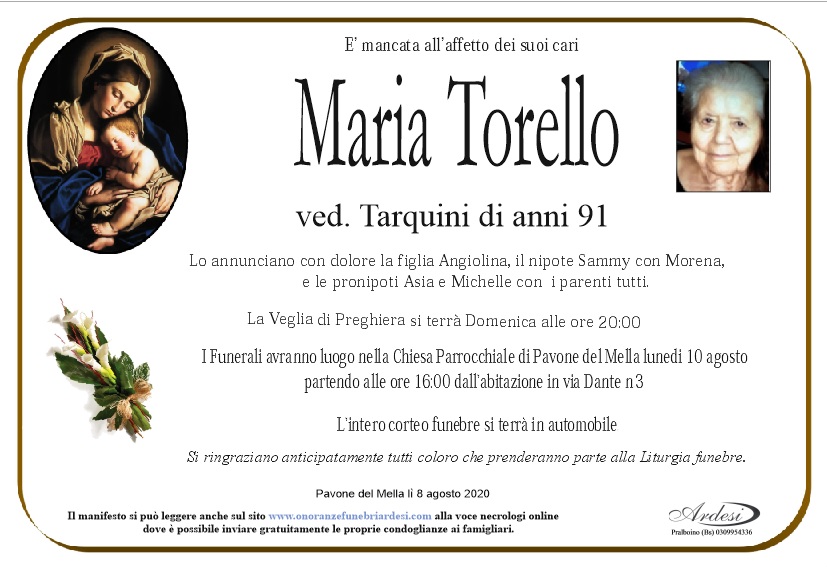 MARIA TORELLO PAVONE DEL MELLA