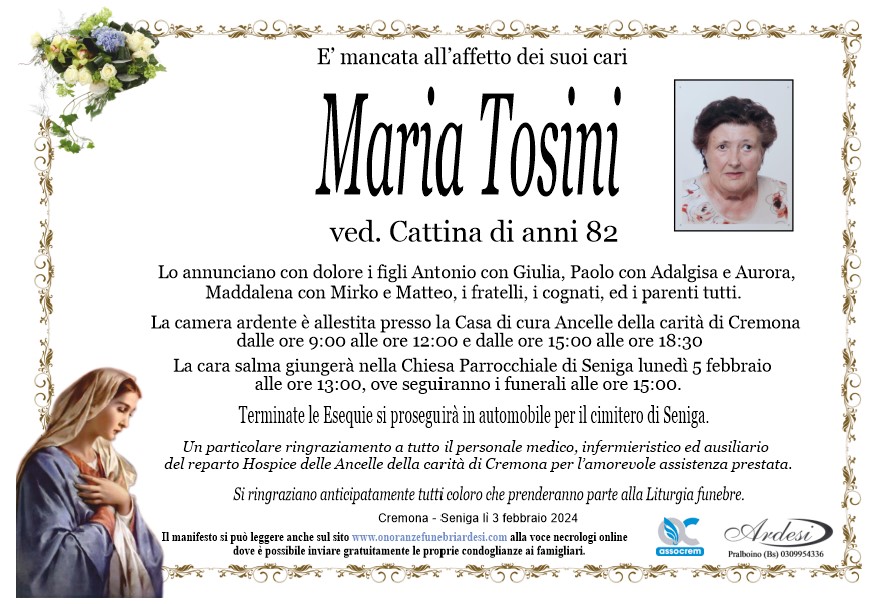 MARIA TOSINI CREMONA- SENIGA