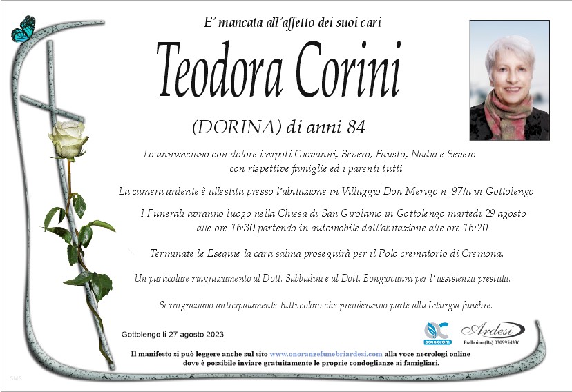 TEODORA CORINI (DORINA) GOTTOLENGO